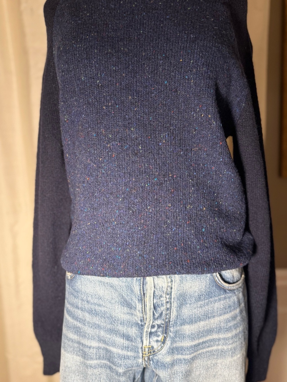 Vintage J. Crew Wool Navy Flecked Crewneck Sweater